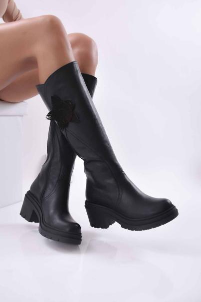 Дамски  ботуши  естествена кожа черни EOBUVKIBG