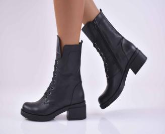 Дамски боти естествена кожа черни EOBUVKIBG