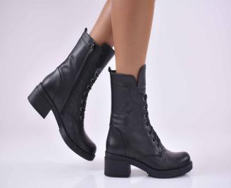Дамски боти естествена кожа черни EOBUVKIBG