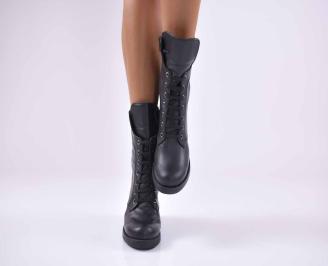 Дамски боти естествена кожа черни EOBUVKIBG