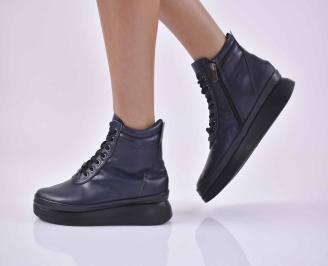 Дамски  боти  естествена кожа сини EOBUVKIBG