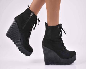 Дамски боти на платформа черни  EOBUVKIBG