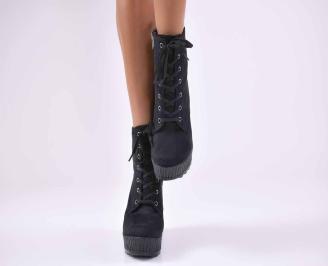 Дамски боти на платформа черни  EOBUVKIBG