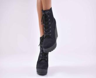 Дамски боти на платформа черни  EOBUVKIBG