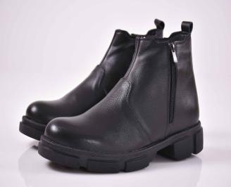 Мъжки боти естествена кожа черни EOBUVKIBG