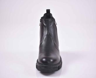 Мъжки боти естествена кожа черни EOBUVKIBG