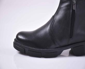 Мъжки боти естествена кожа черни EOBUVKIBG