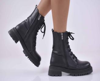 Дамски боти естествена кожа черни EOBUVKIBG