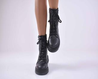 Дамски боти естествена кожа черни EOBUVKIBG