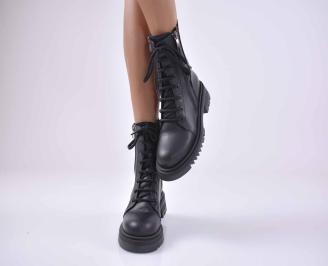 Дамски боти естествена кожа черни EOBUVKIBG