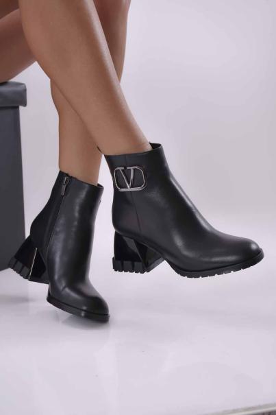 Дамски  боти естествена кожа черни EOBUVKIBG