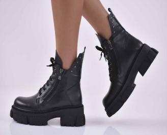 Дамски боти естествена кожа черни EOBUVKIBG