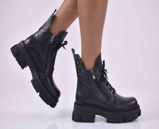 Дамски боти естествена кожа черни EOBUVKIBG