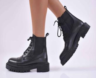 Дамски боти естествена кожа черни EOBUVKIBG