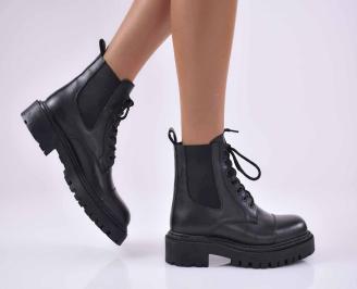 Дамски боти естествена кожа черни EOBUVKIBG