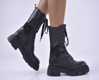 Дамски боти естествена кожа черни EOBUVKIBG