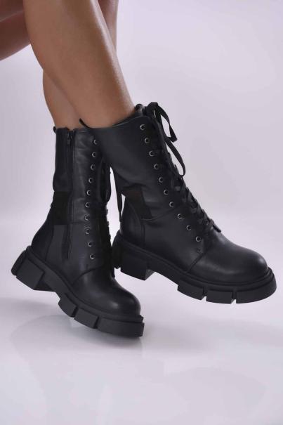 Дамски боти естествена кожа черни EOBUVKIBG