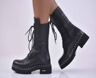 Дамски боти Естествена кожа черни EOBUVKIBG