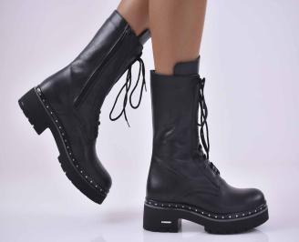 Дамски боти Естествена кожа черни EOBUVKIBG