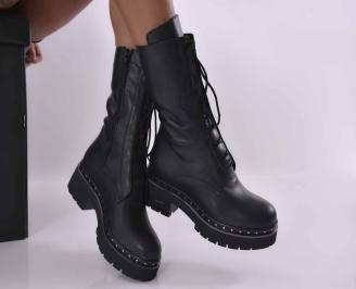 Дамски боти Естествена кожа черни EOBUVKIBG