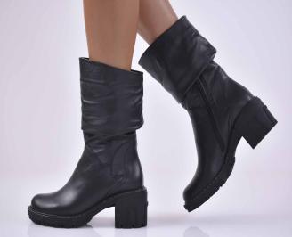 Дамски боти Естествена кожа черни EOBUVKIBG