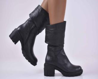 Дамски боти Естествена кожа черни EOBUVKIBG