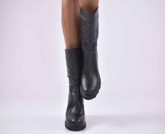 Дамски боти Естествена кожа черни EOBUVKIBG