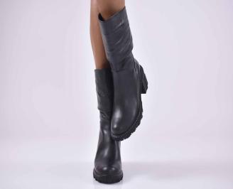 Дамски боти Естествена кожа черни EOBUVKIBG