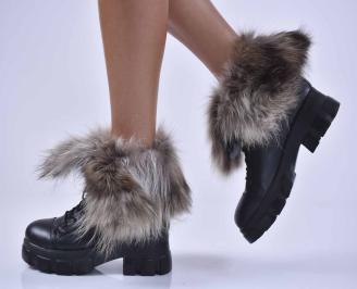 Дамски боти естествена кожа черни  EOBUVKIBG