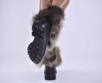 Дамски боти естествена кожа черни  EOBUVKIBG 3