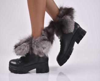 Дамски боти естествена кожа черни  EOBUVKIBG