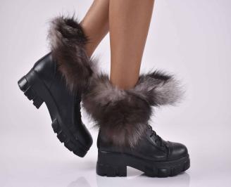 Дамски боти естествена кожа черни  EOBUVKIBG