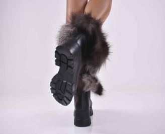 Дамски боти естествена кожа черни  EOBUVKIBG 3