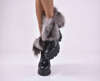 Дамски боти естествена кожа черни  EOBUVKIBG