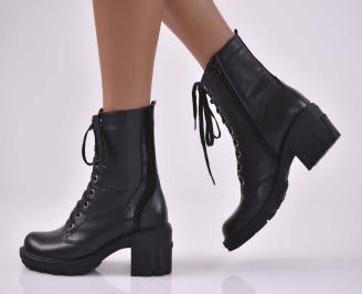Дамски боти естествена кожа черни EOBUVKIBG