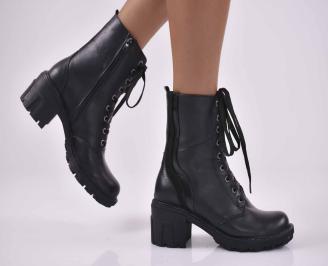 Дамски боти естествена кожа черни EOBUVKIBG