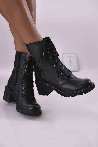 Дамски боти естествена кожа черни EOBUVKIBG