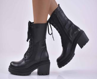 Дамски боти естествена кожа черни  EOBUVKIBG