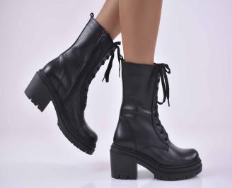 Дамски боти естествена кожа черни  EOBUVKIBG