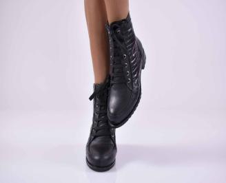 Дамски боти естествена кожа черни EOBUVKIBG