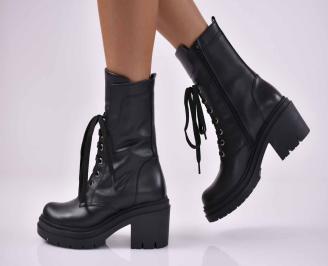 Дамски боти естествена кожа черни EOBUVKIBG