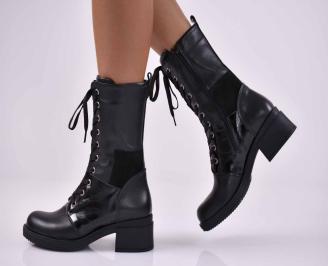 Дамски боти естествена кожа черни EOBUVKIBG