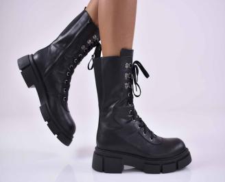 Дамски боти естествена кожа черни EOBUVKIBG