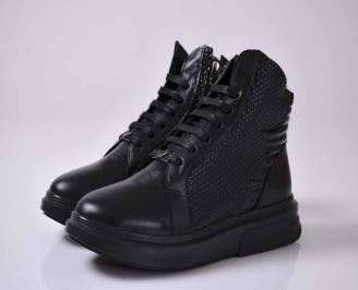 Мъжки боти естествена кожа черни EOBUVKIBG