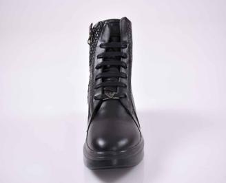 Мъжки боти естествена кожа черни EOBUVKIBG