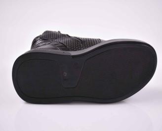 Мъжки боти естествена кожа черни EOBUVKIBG