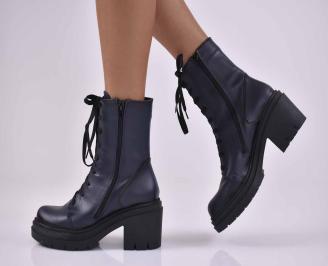 Дамски боти естествена кожа сини EOBUVKIBG