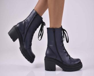 Дамски боти естествена кожа сини EOBUVKIBG