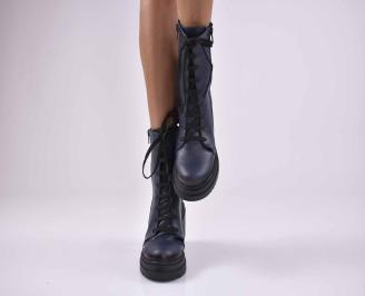 Дамски боти естествена кожа сини EOBUVKIBG