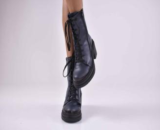 Дамски боти естествена кожа сини EOBUVKIBG